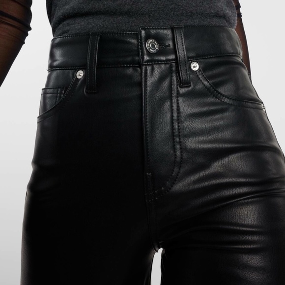 $328 New VERONICA BEARD Debbie Skinny Vegan Leather Pants Sz 26, 27, 30 Black - Picture 2 of 10